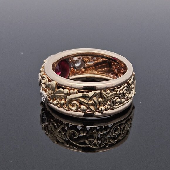 14KT Yellow Gold Diamond & Natural Ruby Walkers Celtic Jewelry Band Ring 5.5 - Picture 10 of 16